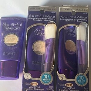 3 Physicians Formula Youthful Wear Youth Boosting Foundation Light 7557 Rare